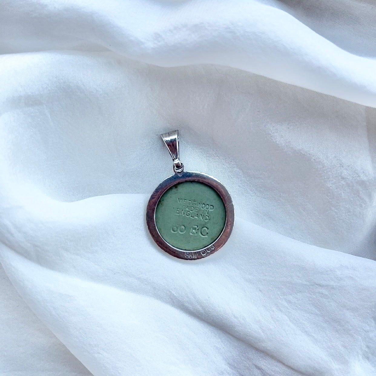 Sterling Silver Vintage Sage Wedgwood Pendant