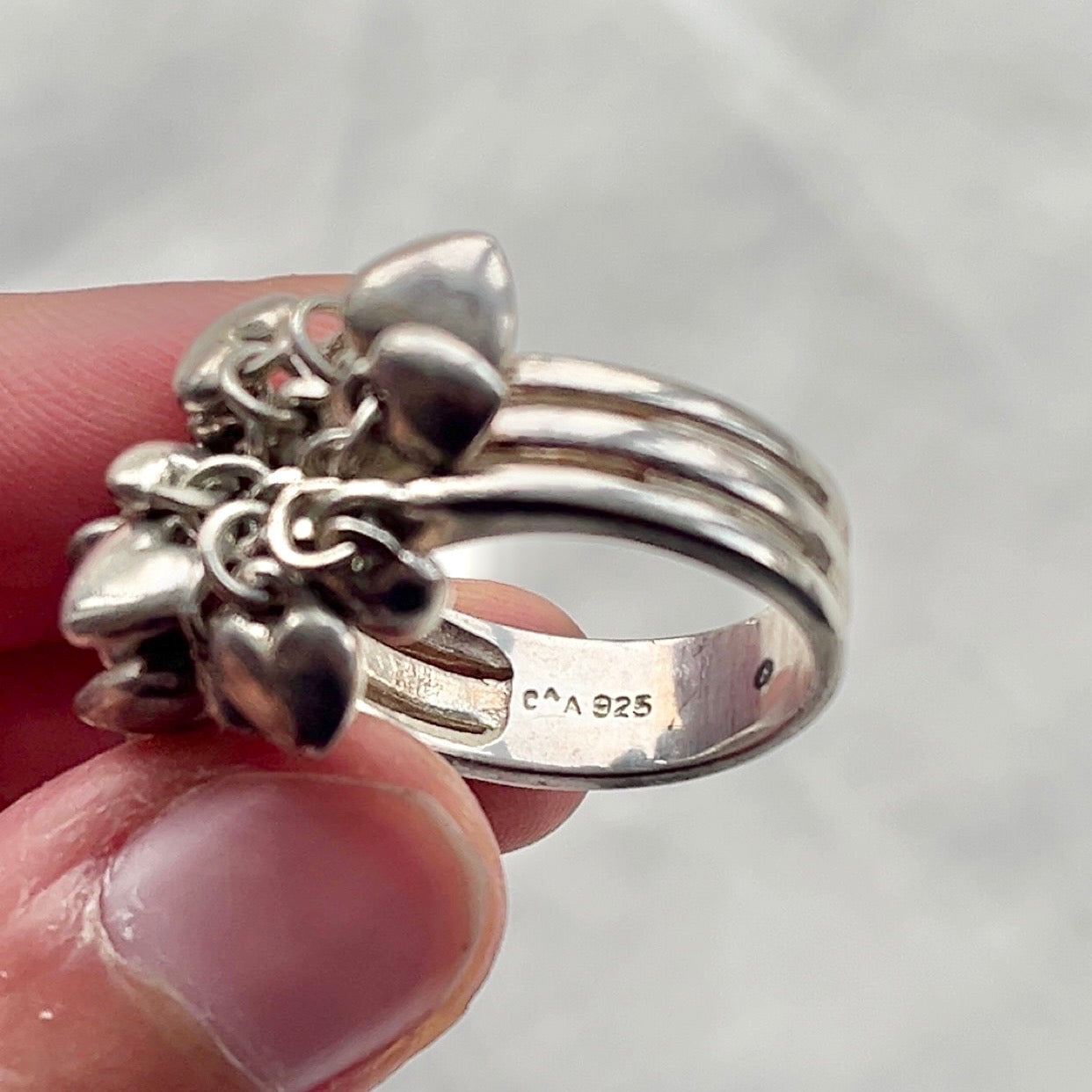 Sterling Silver Chunky Multi Heart Ring