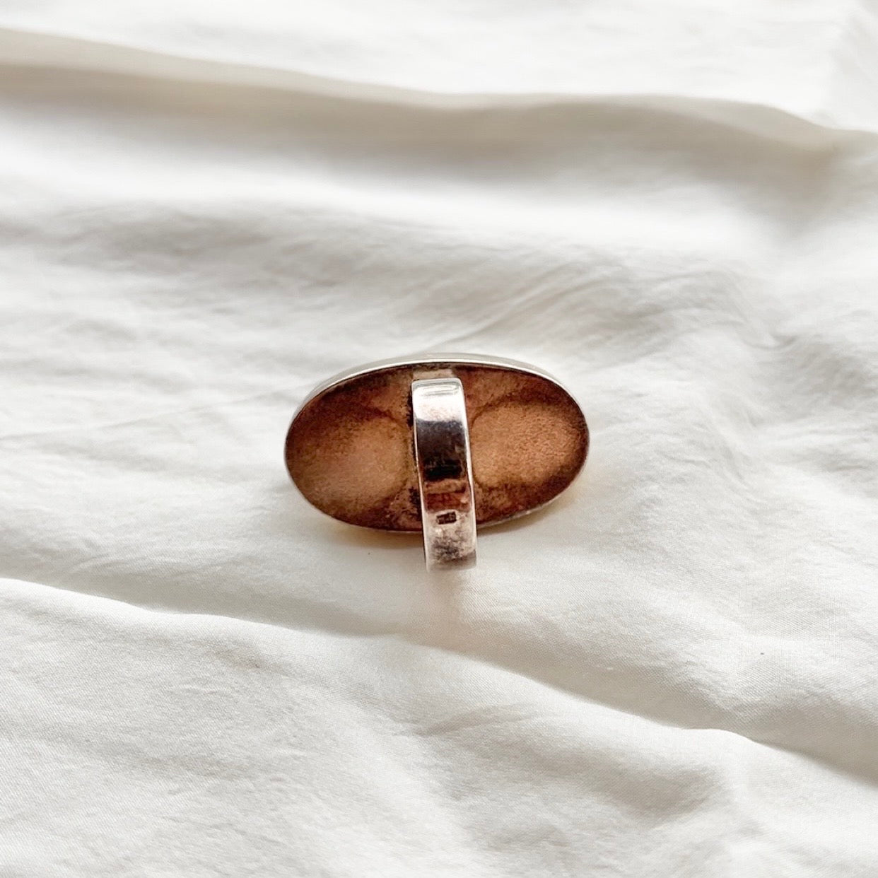 Sterling Silver Huge Carved Polish Amber Statement Ring Size S