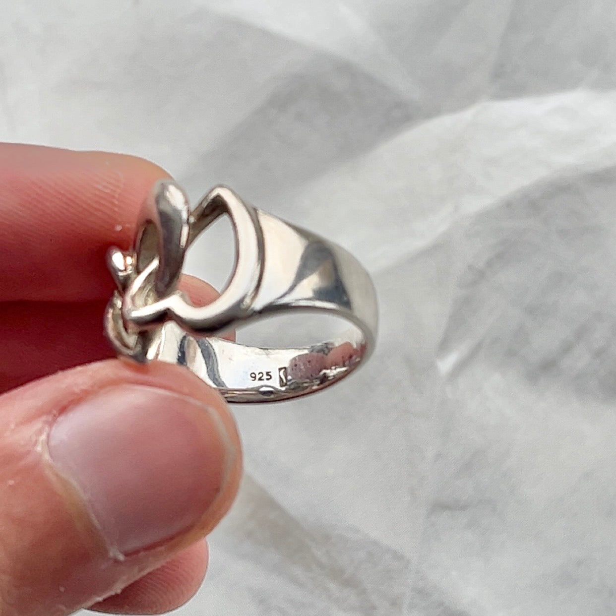 Sterling Silver Chunky Abstract Interwoven Heart Ring