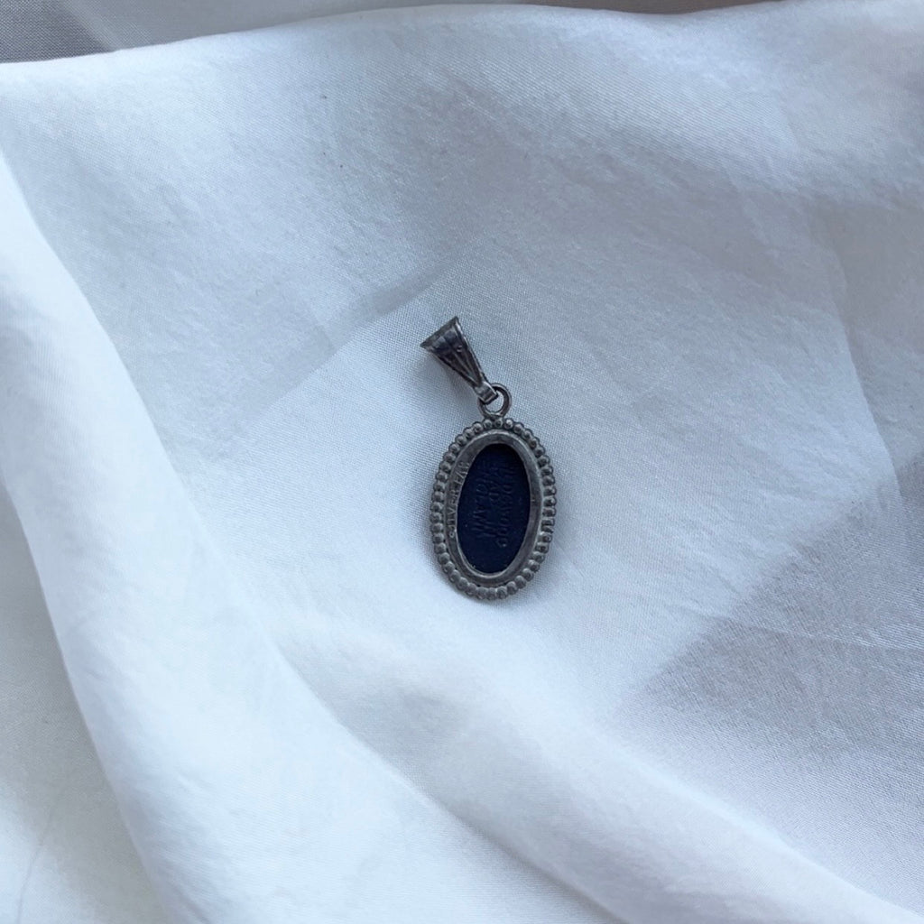 Sterling Silver Small Black and White Wedgwood Pendant