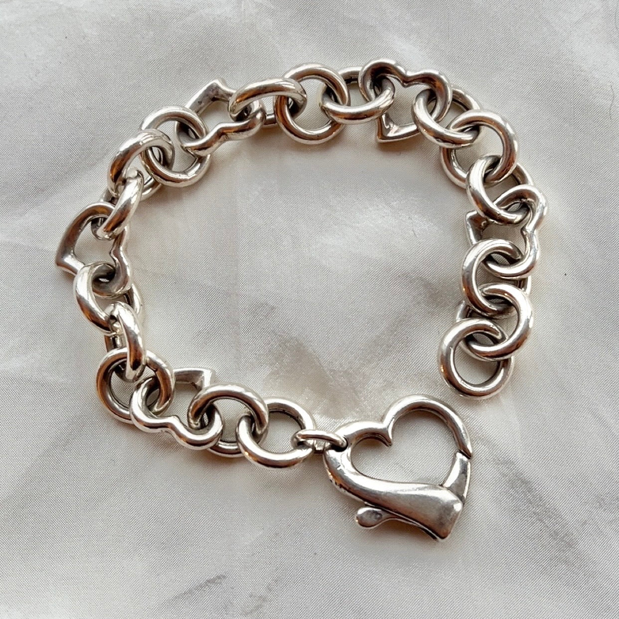 Sterling Silver Chunky Heart Bracelet