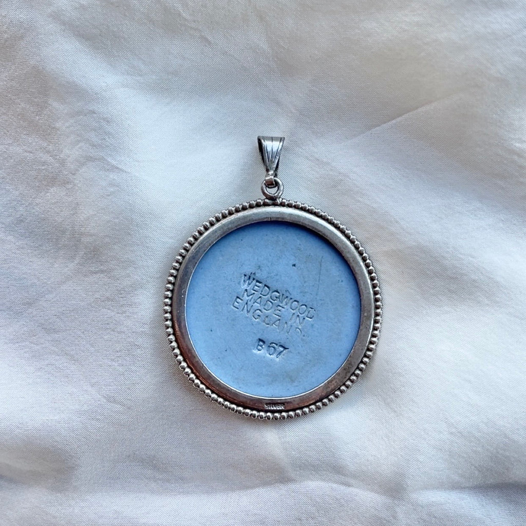 Sterling Silver Large Vintage Wedgwood Pendant