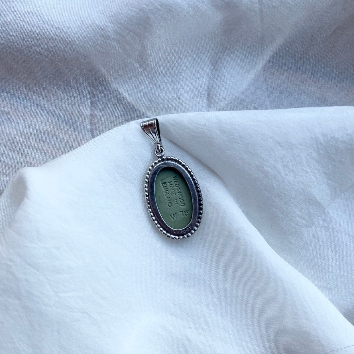 Sterling Silver Vintage Sage Wedgwood Pendant