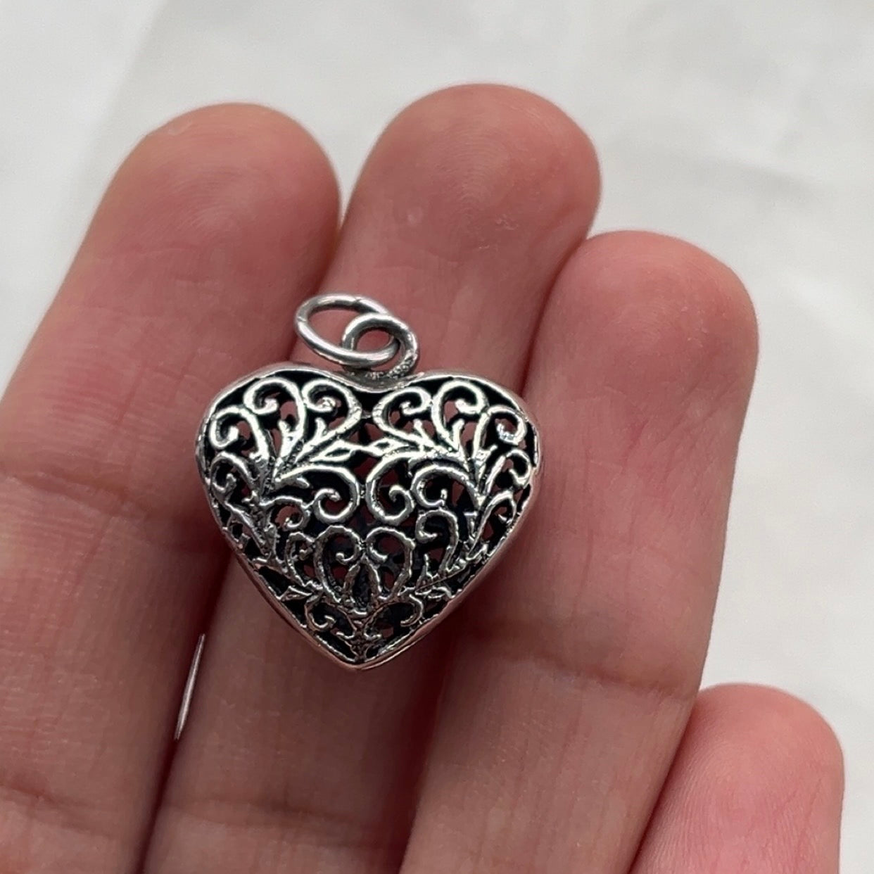 Sterling Silver Ornate Heart Pendant
