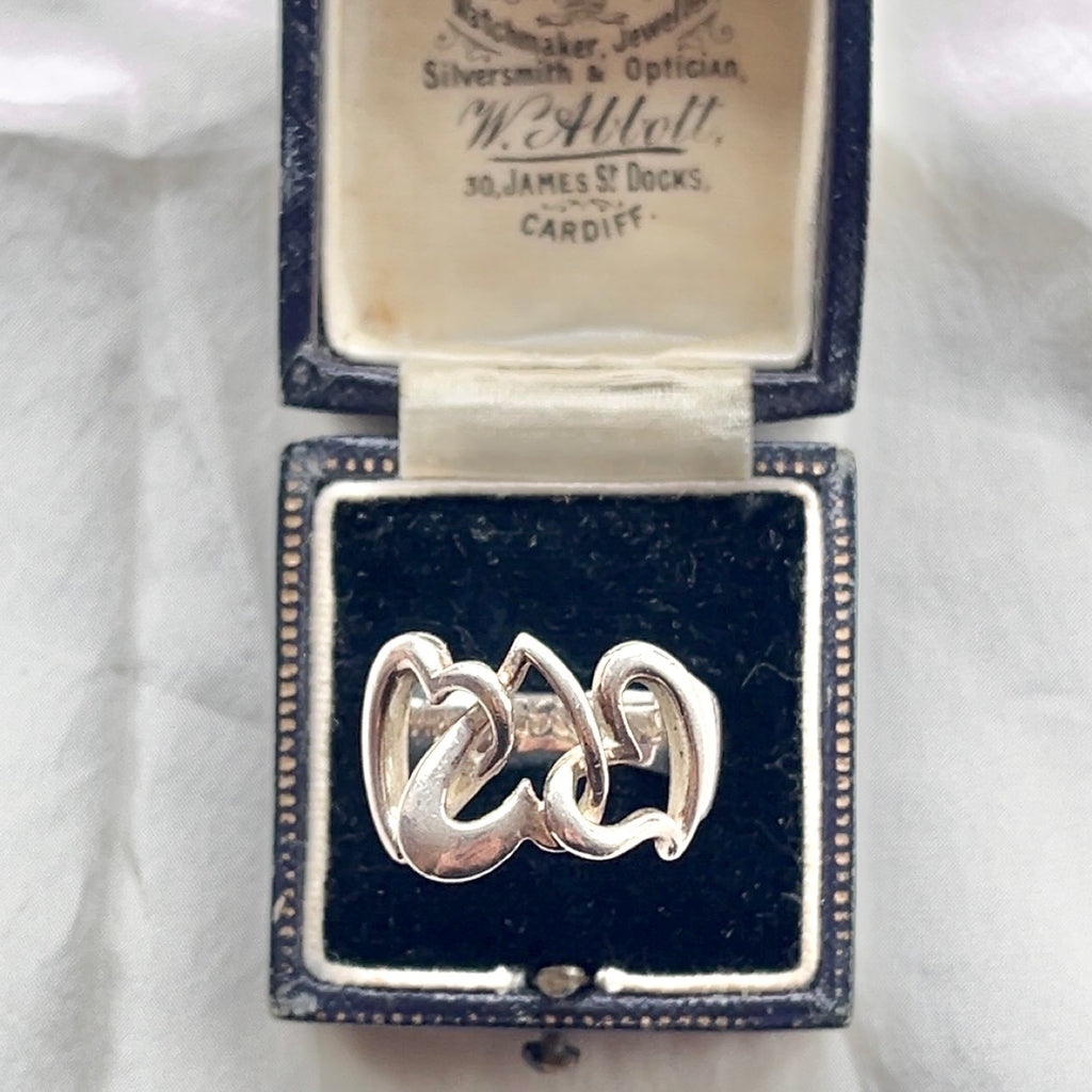 Sterling Silver Chunky Abstract Interwoven Heart Ring