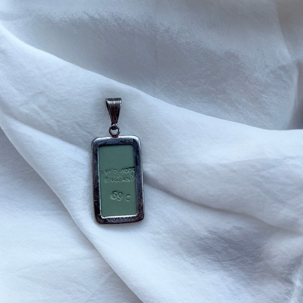 Sterling Silver Vintage Sage Wedgwood Pendant