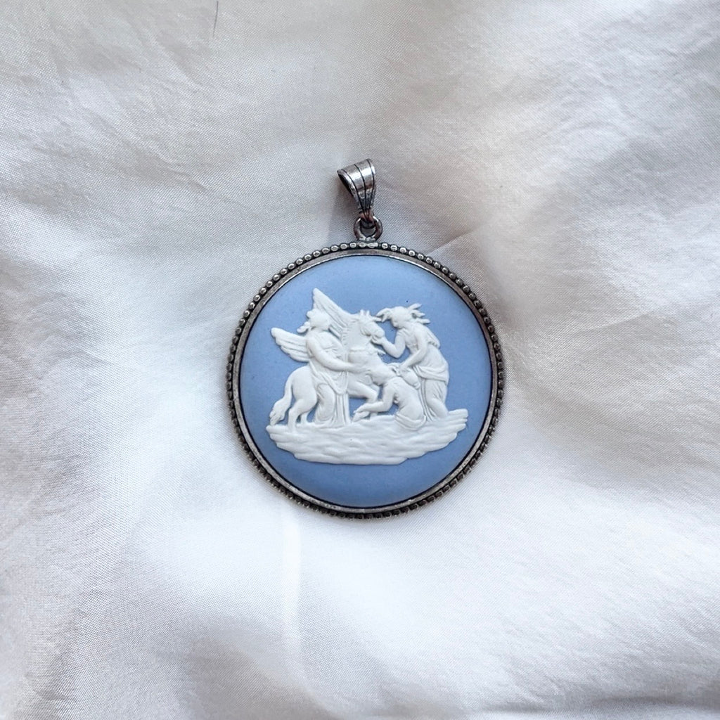 Sterling Silver Large Vintage Wedgwood Pendant