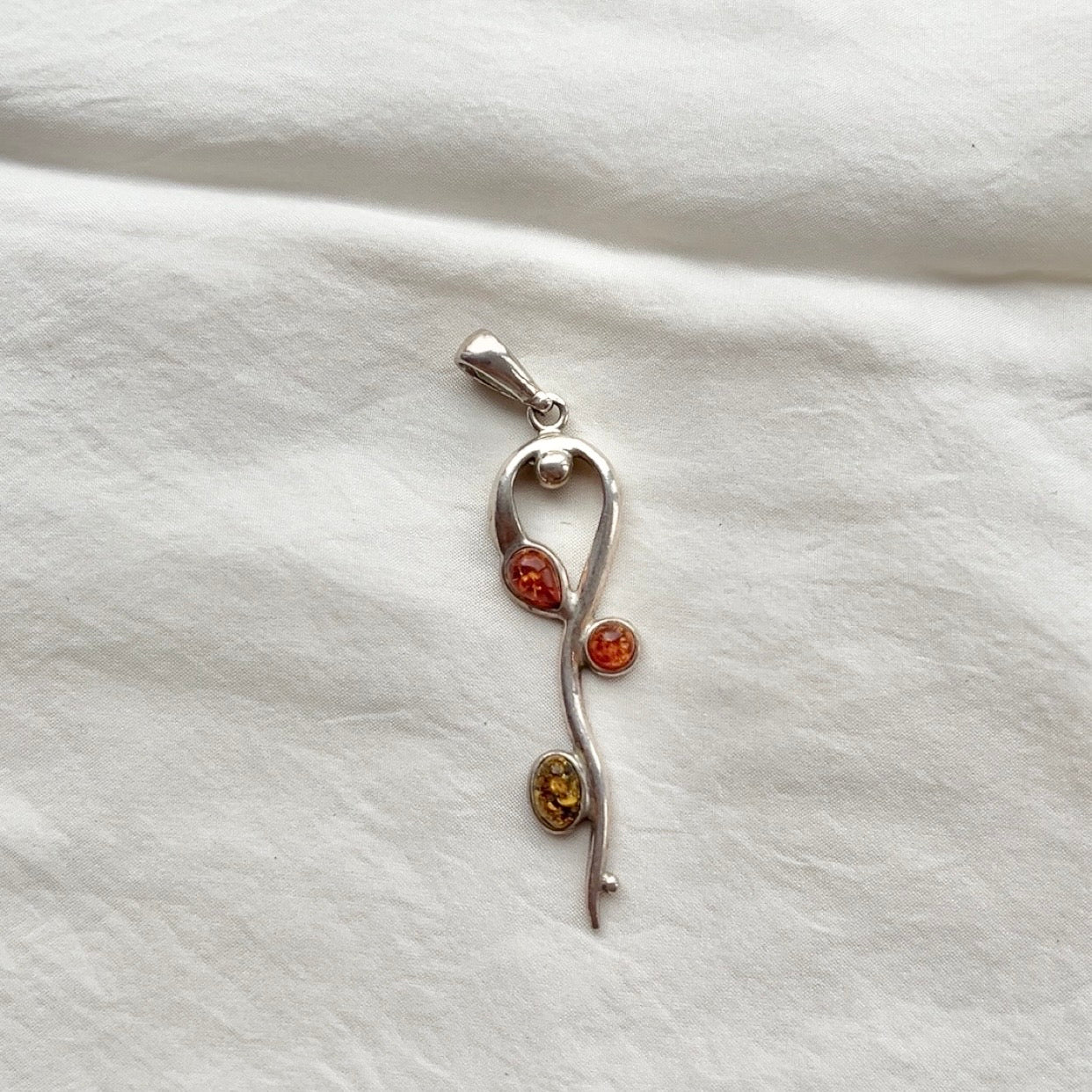 Sterling Silver Art Nouveau Multi-colour Pendant