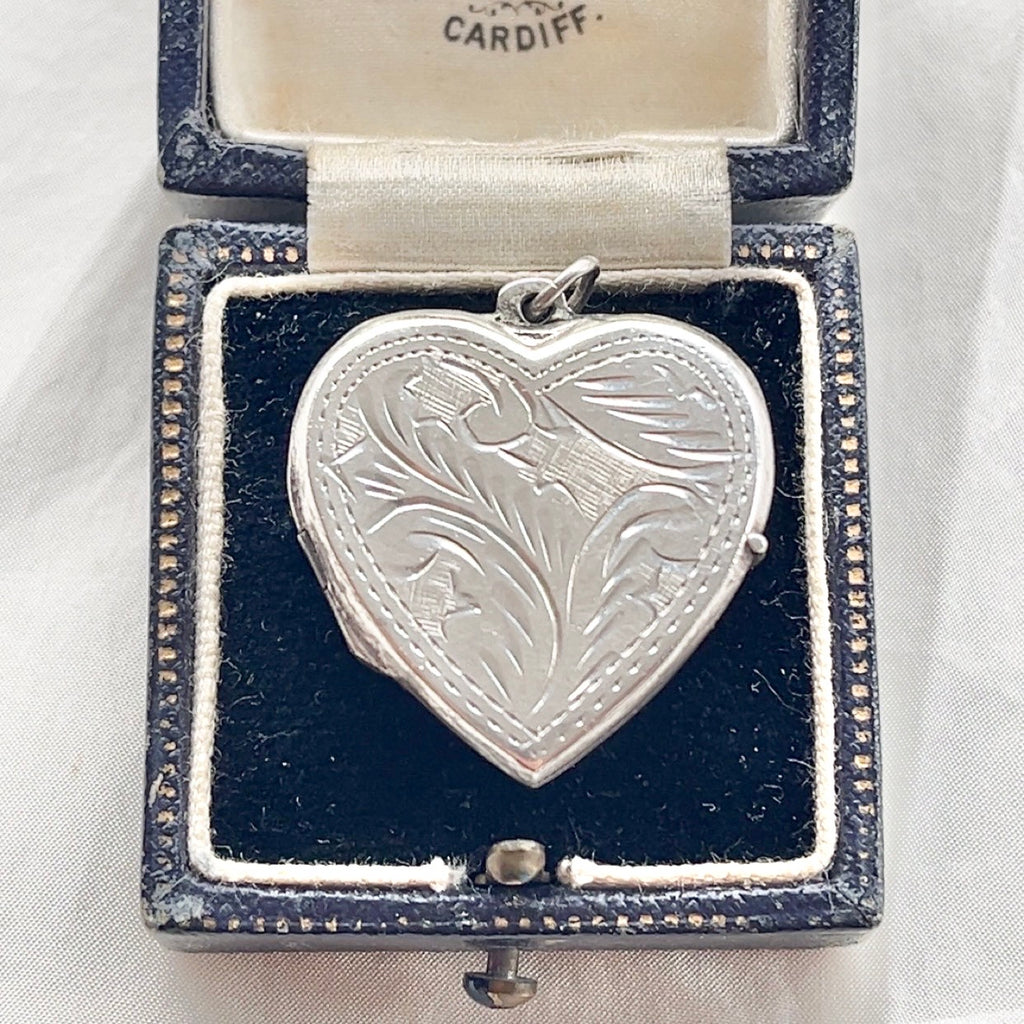 Sterling Silver Vintage Etched Heart Locket