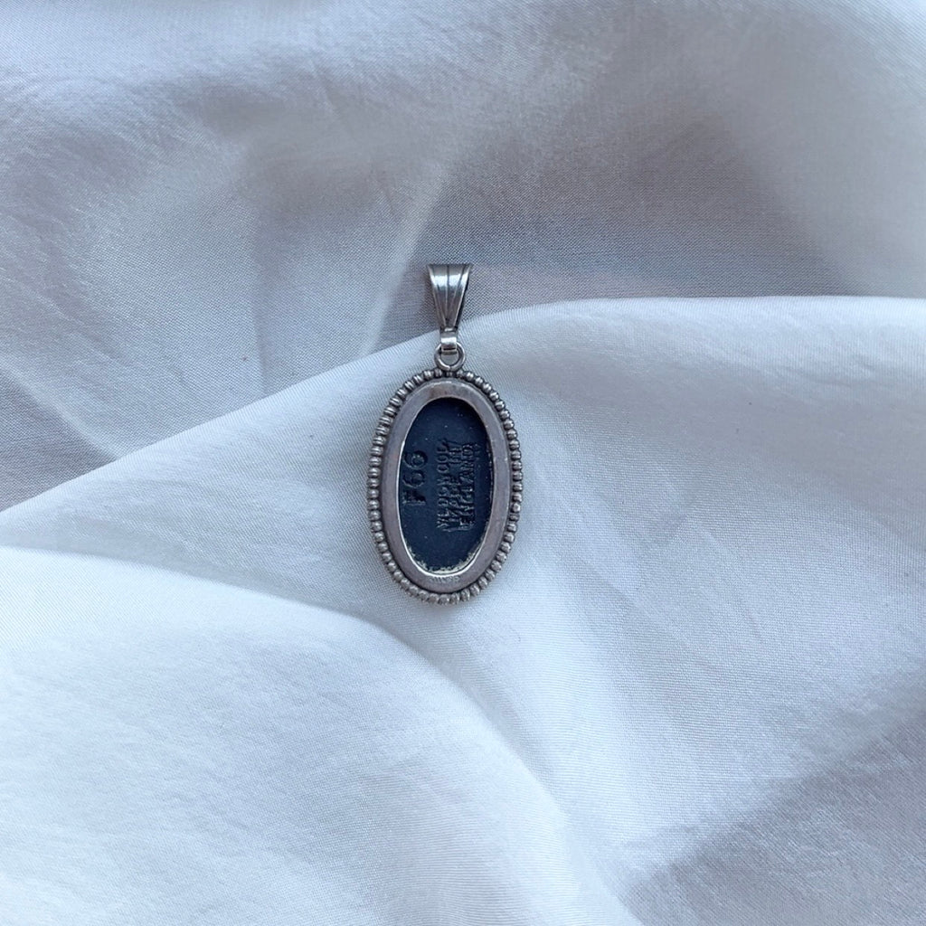 Sterling Silver Vintage Black and White Wedgwood Pendant