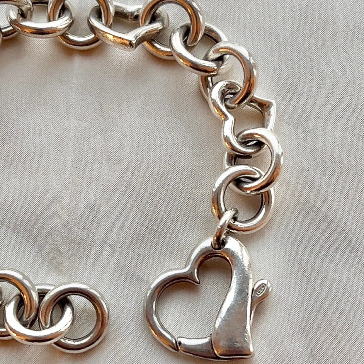 Sterling Silver Chunky Heart Bracelet