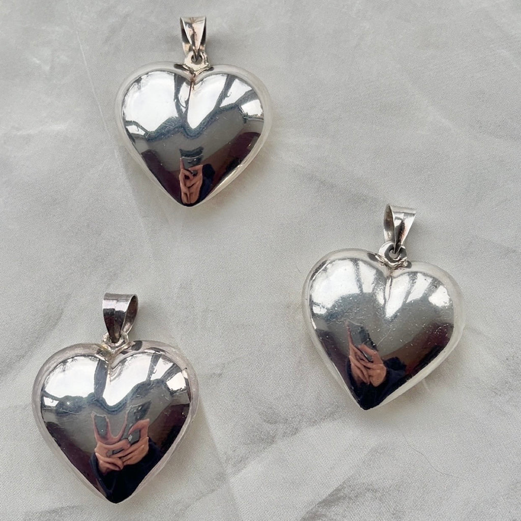 Sterling Silver Large Puffy Heart Pendant