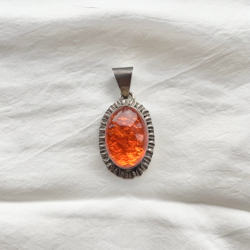 Big Mexican (950 Silver) Amber Pendant