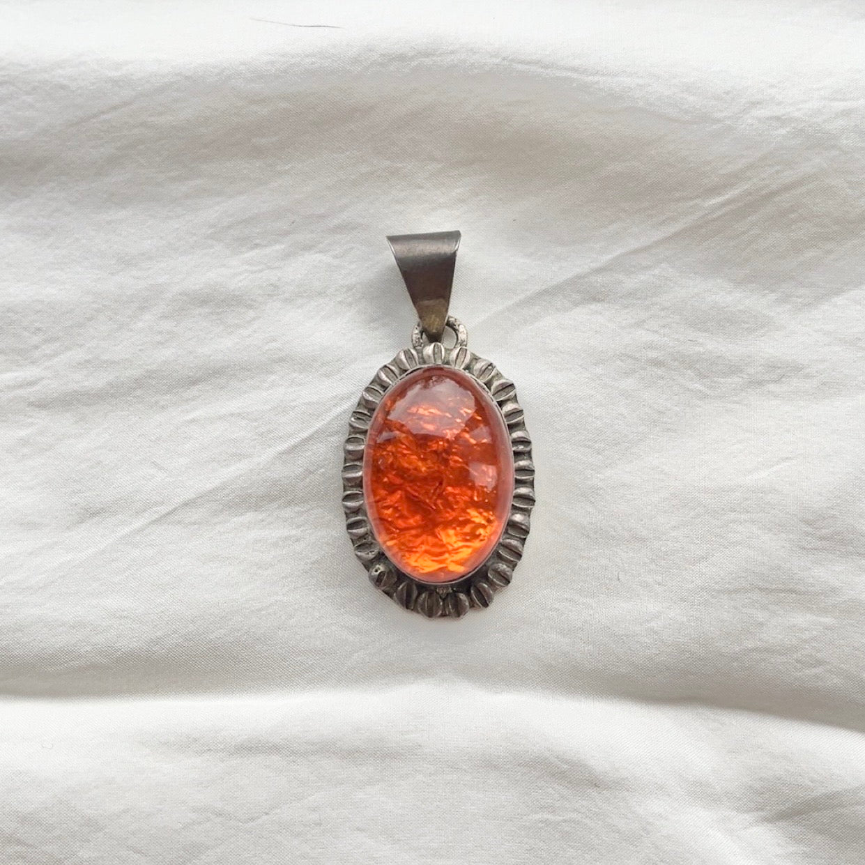 Big Mexican (950 Silver) Amber Pendant