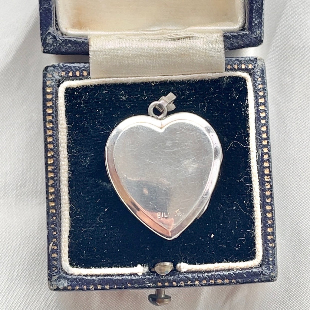Sterling Silver Vintage Etched Heart Locket