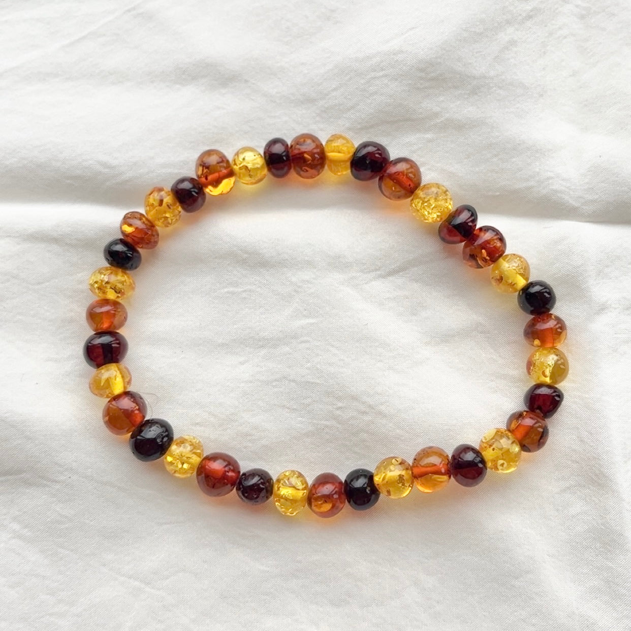 6.5 Inch Natural Amber Stretch Bracelet